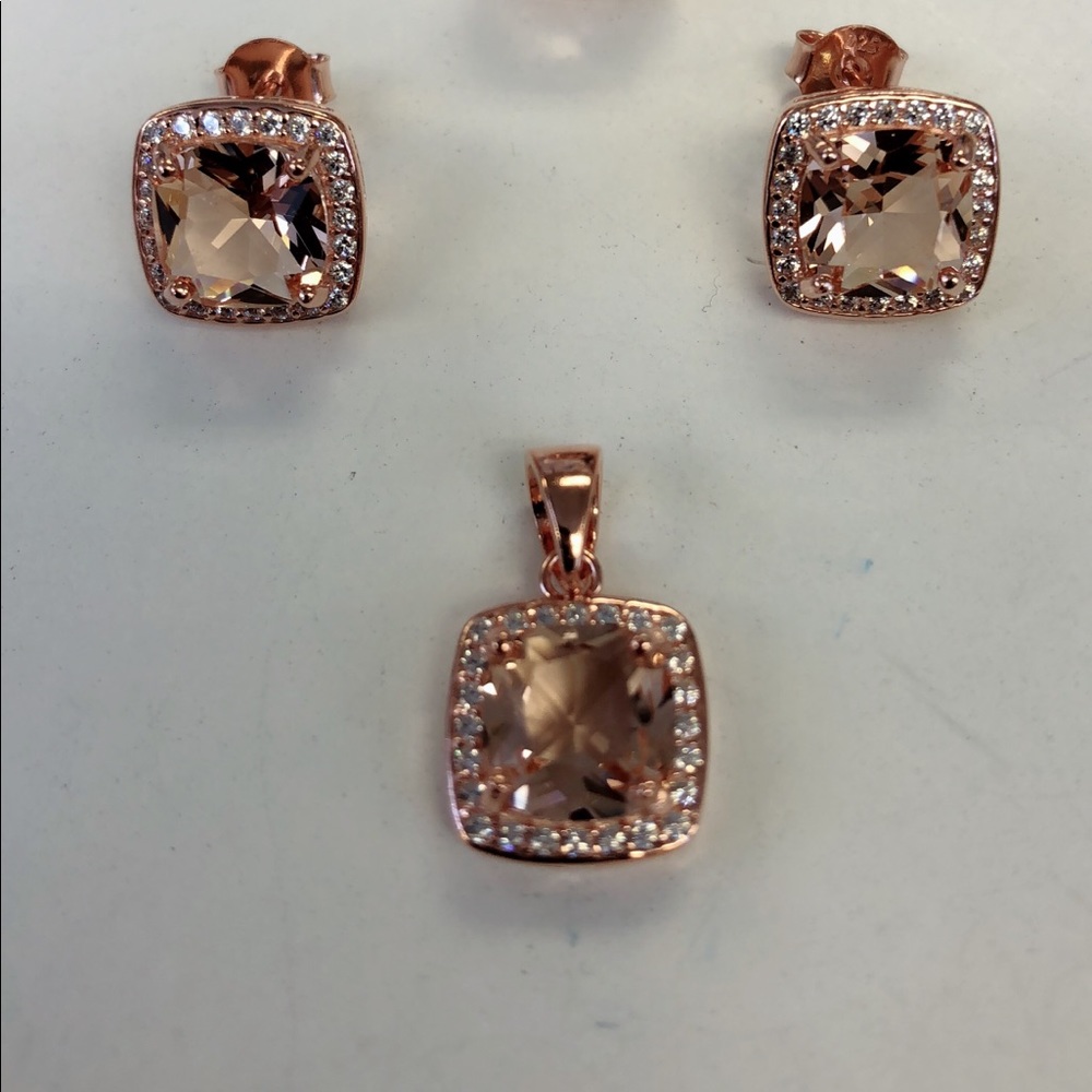 sterling silver 925 simulated morganite sets - Picture 2 of 8